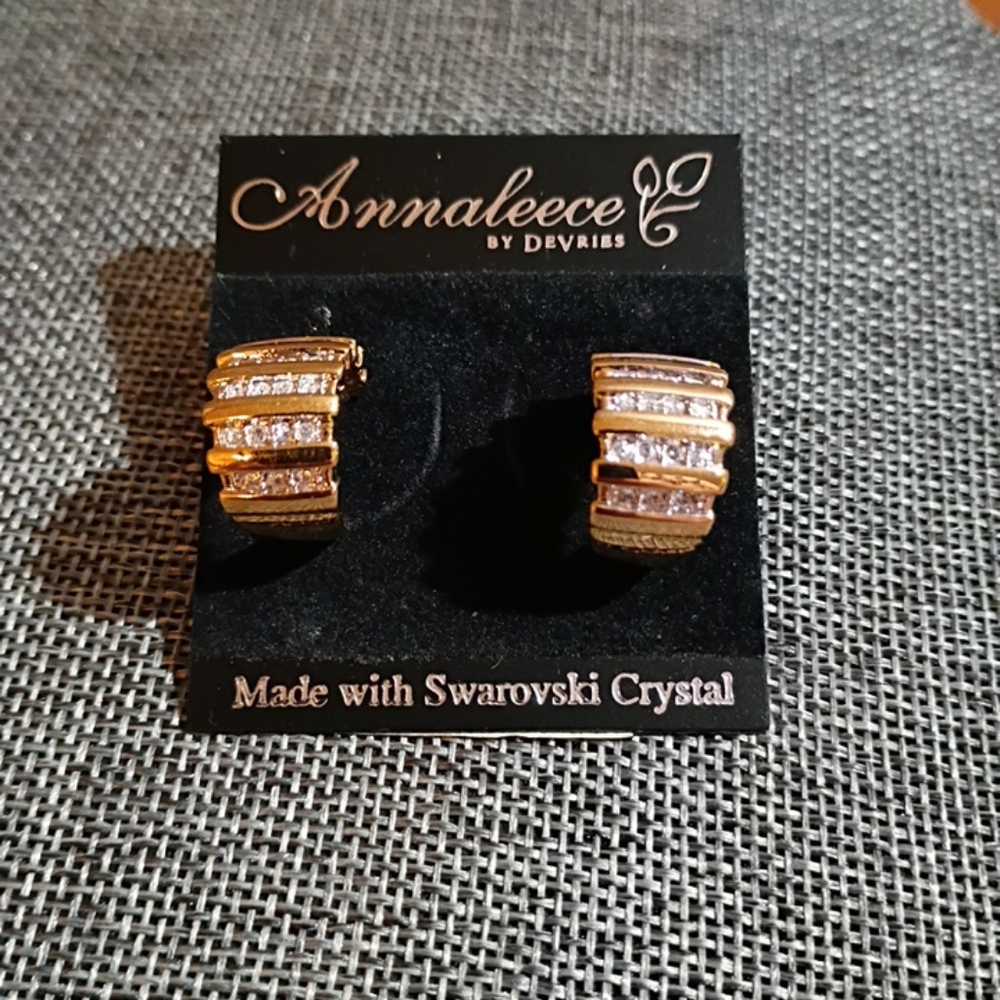 Gold Swarovski Crystal Earrings